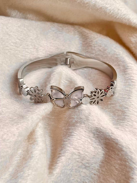 For Thin Wrist Floral Flutter Bangle Silver plated Premium Bangle 2.2 - 2.4 Size