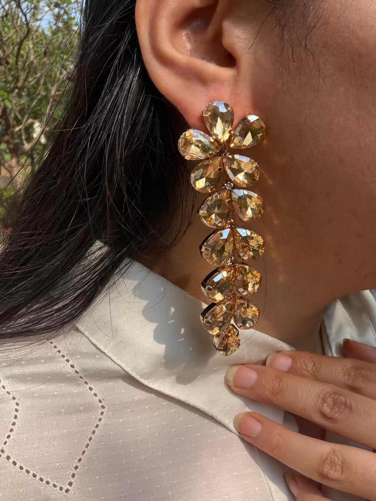 Flower shaped Golden Colour Gold Plated Earrings