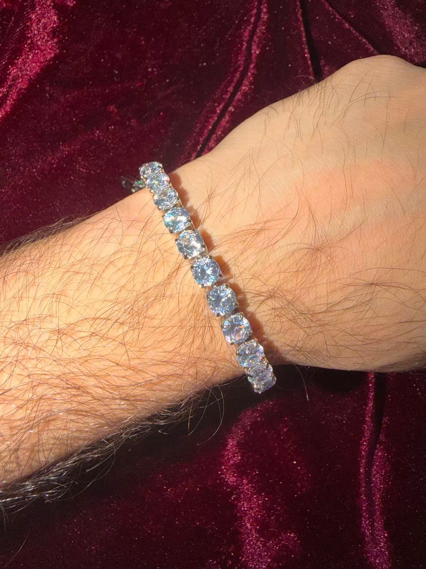 Silver Solitaire Tennis Men Rakhi Bracelet