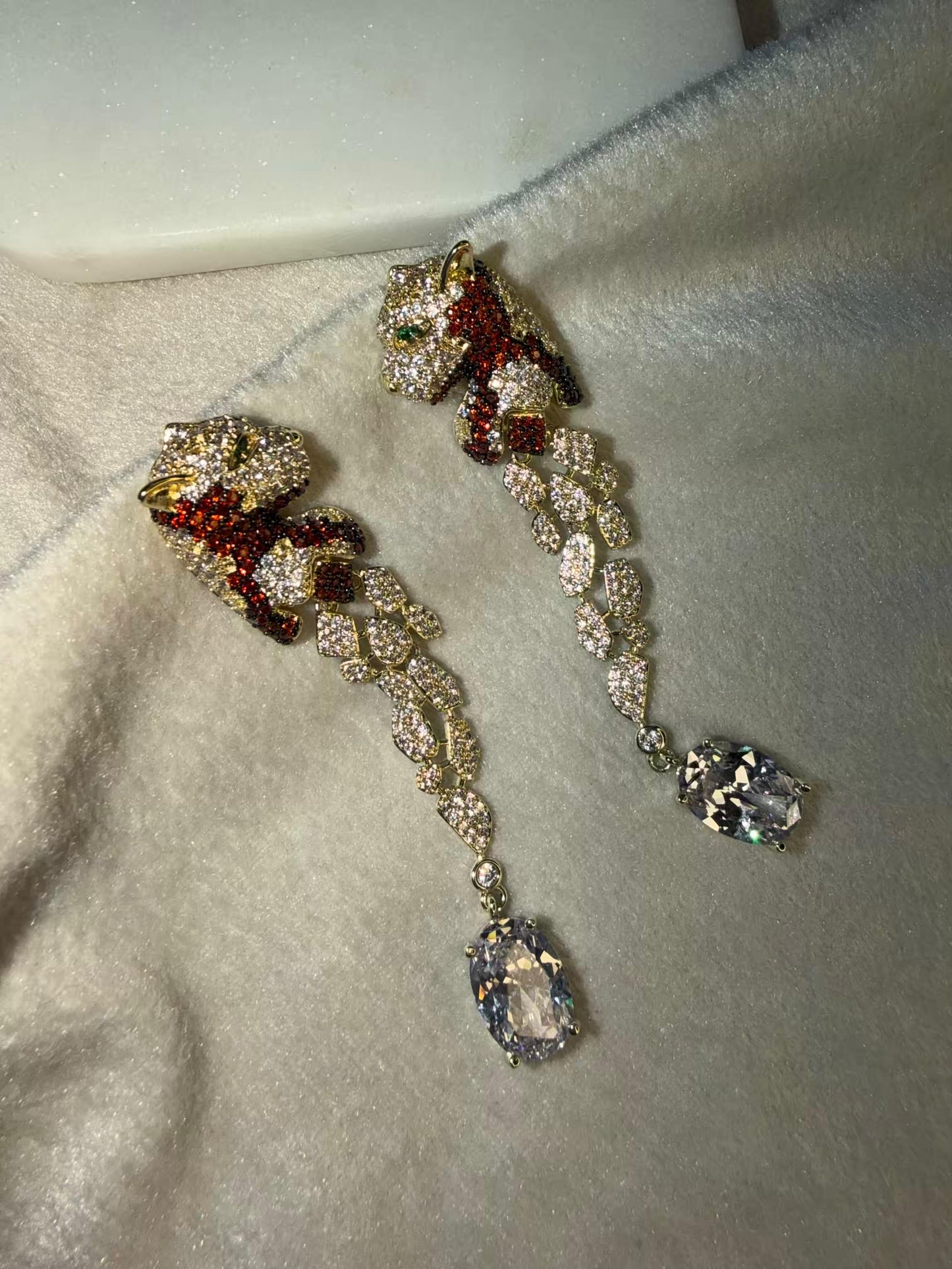 Tiger Drop Luxury Party Wedding Rhodium Gold Plating Earrings