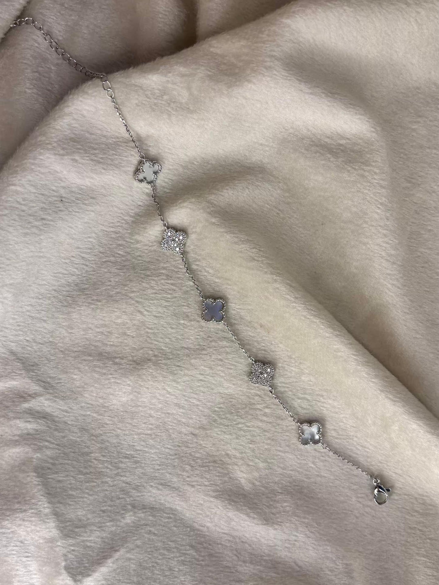Twin Clovers Premium Silver Plated Chain Bracelet
