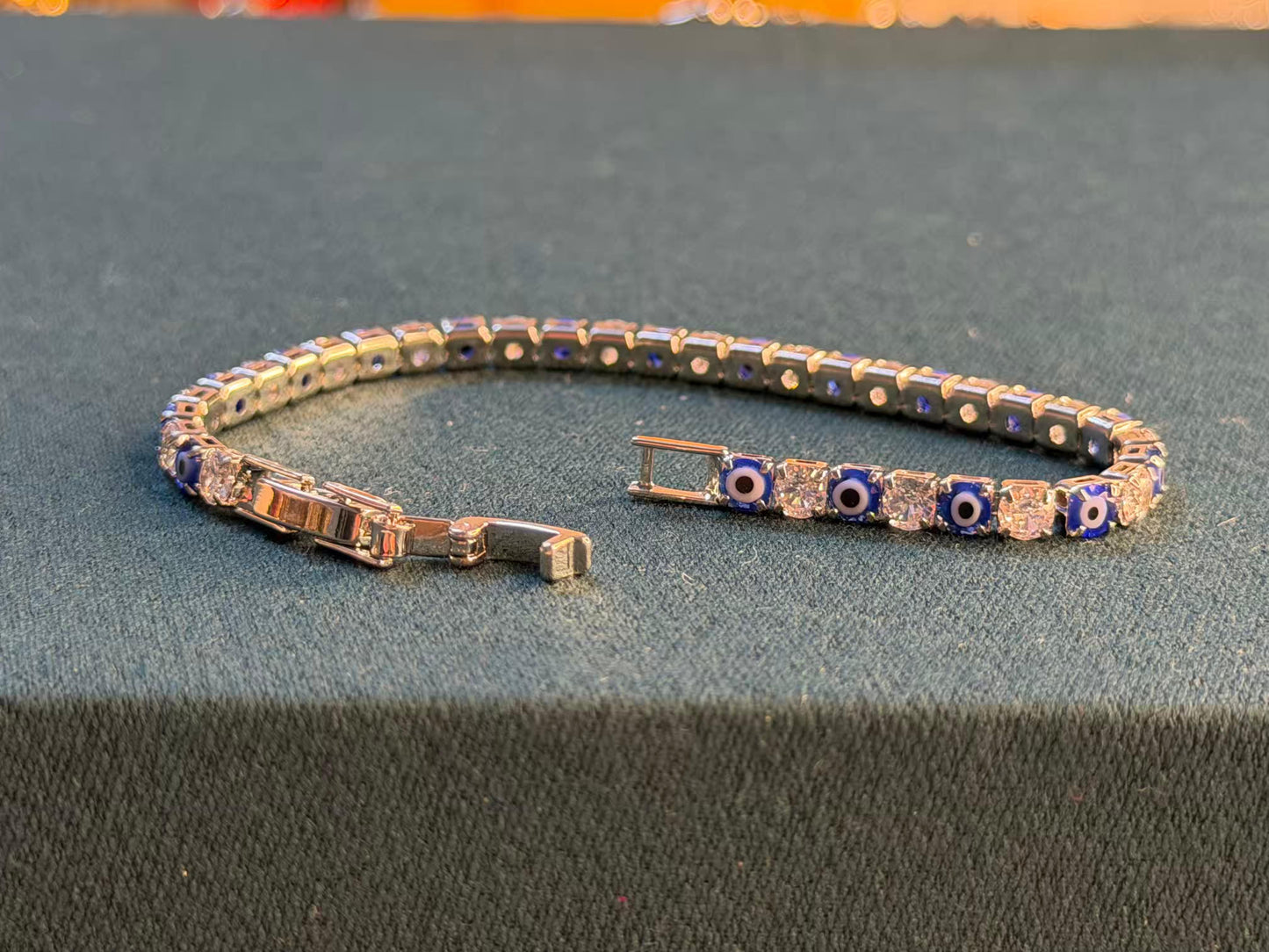 Evil Eye Luxe Protection Silver Plated Tennis Bracelet