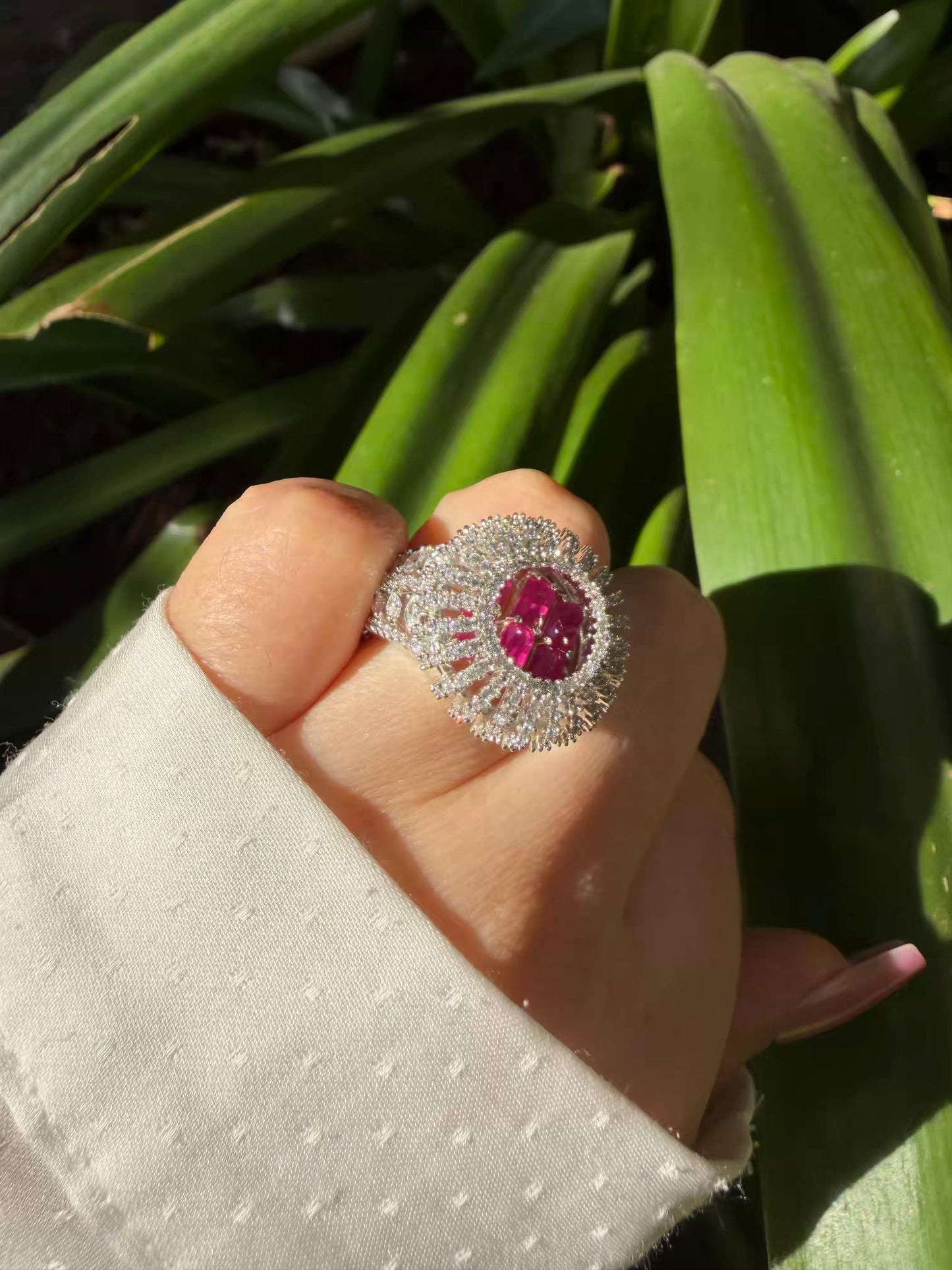 Regalia Pink Spark Silver Plated Ring