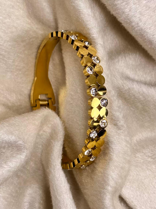 For Thin Wrist Studded Bubbles Bangle 18K Gold plated Premium Bangle 2.2 - 2.4 Size