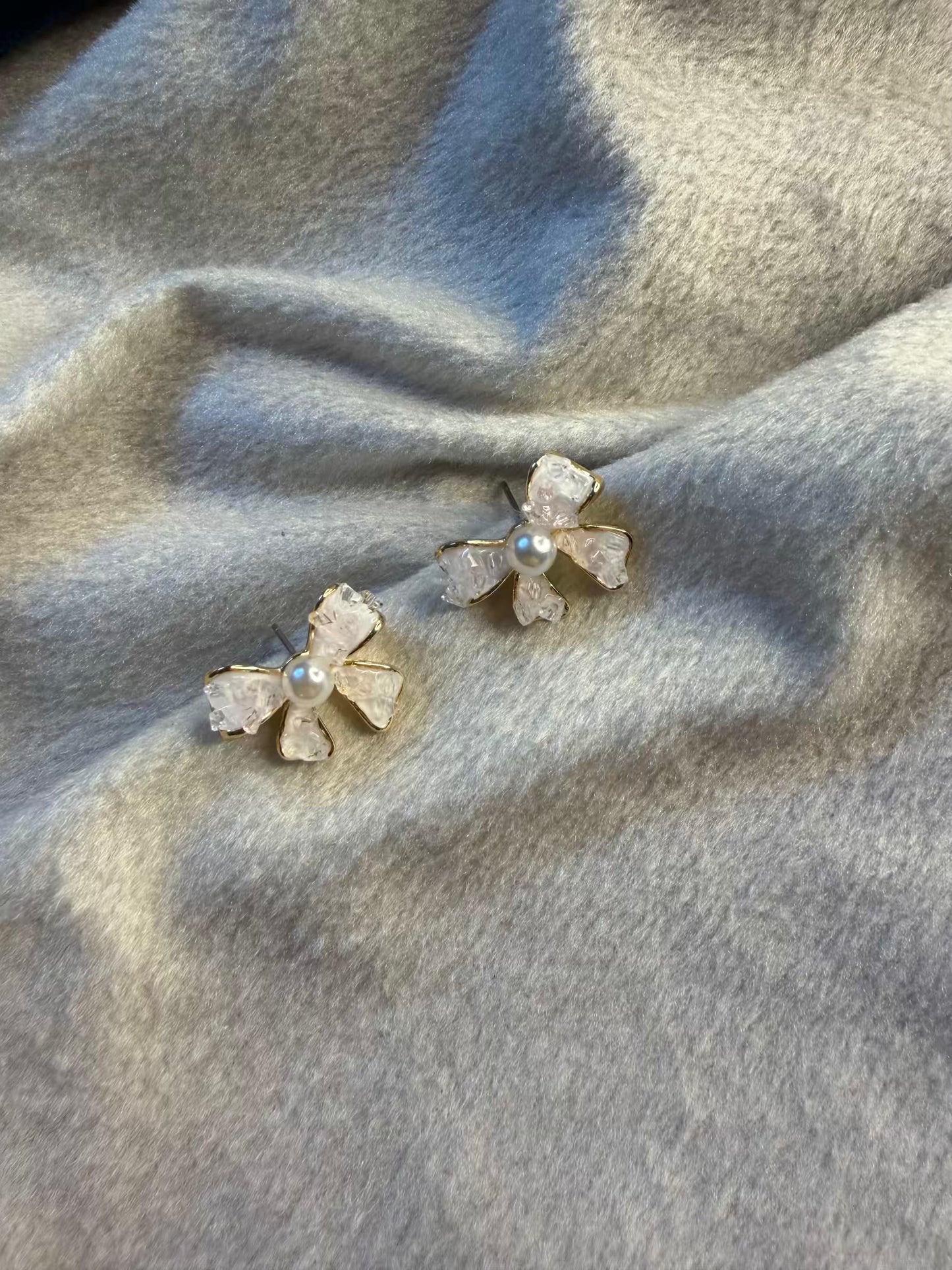 Pearl Blossom Crystal Stud Gold Plated Earrings