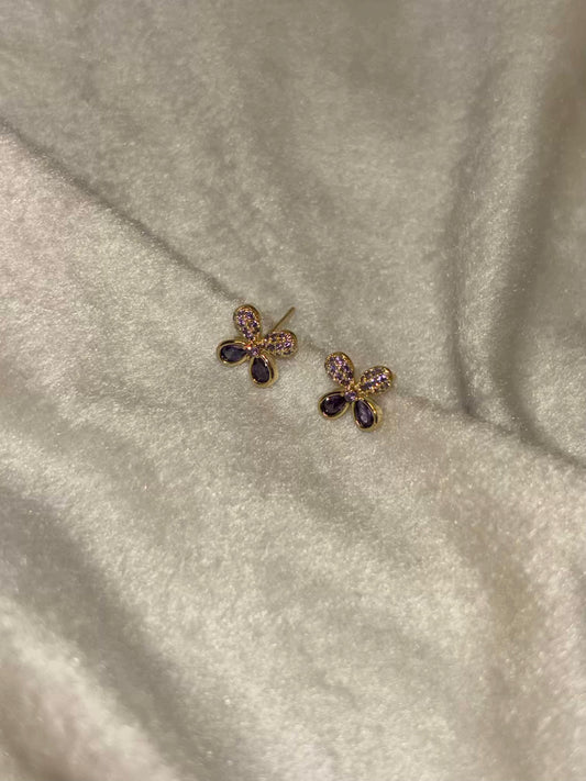 Tiny Purple Flora Studds Earrings 18K Gold Plated Premium Earrings