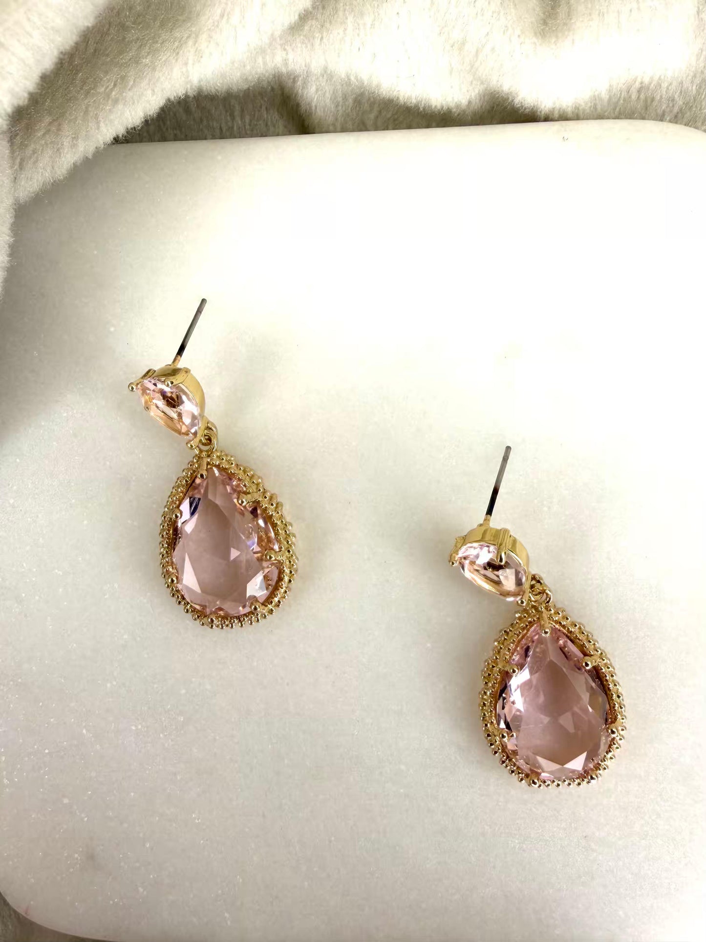 Light Pink Colour Stunning Gold Plated Earrings