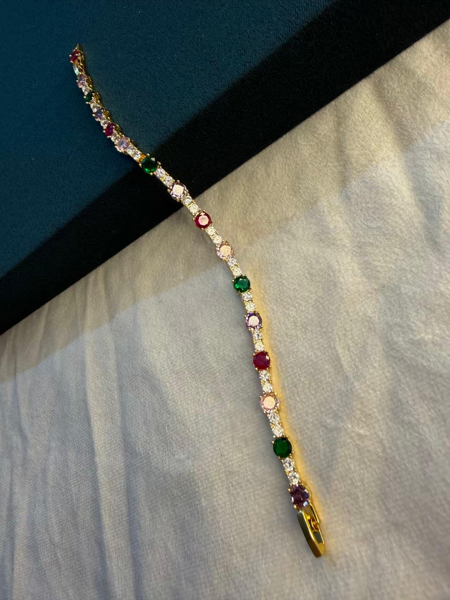 Carnival Cube Multicolour Silver Plated Tennis Bracelet