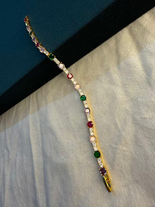 Carnival Cube Multicolour Silver Plated Tennis Bracelet