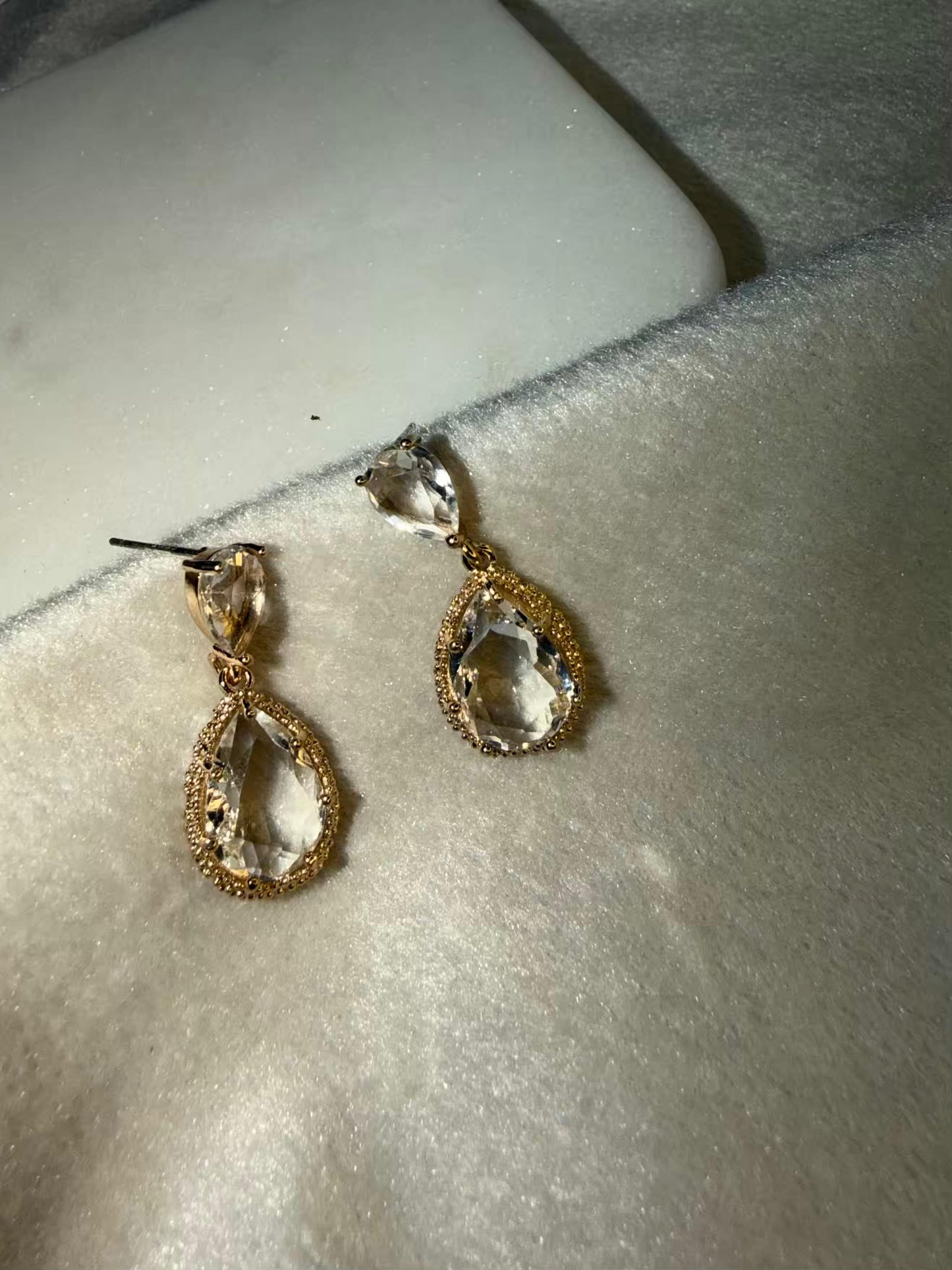 Clear Crystal Party Drops Stud Gold Plated Earrings