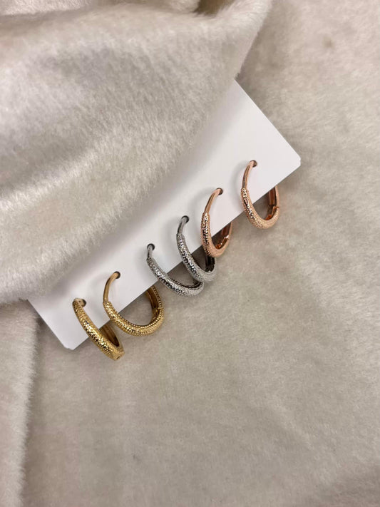 Multi Toned Huggies Set Premium Earrings