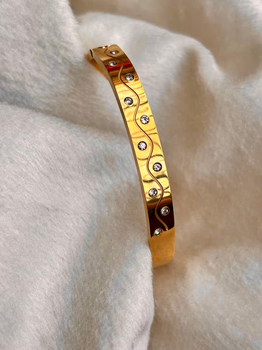 For Thin Wrist Studded Band 18K Gold plated Premium Bangle 2.2 - 2.4 Size