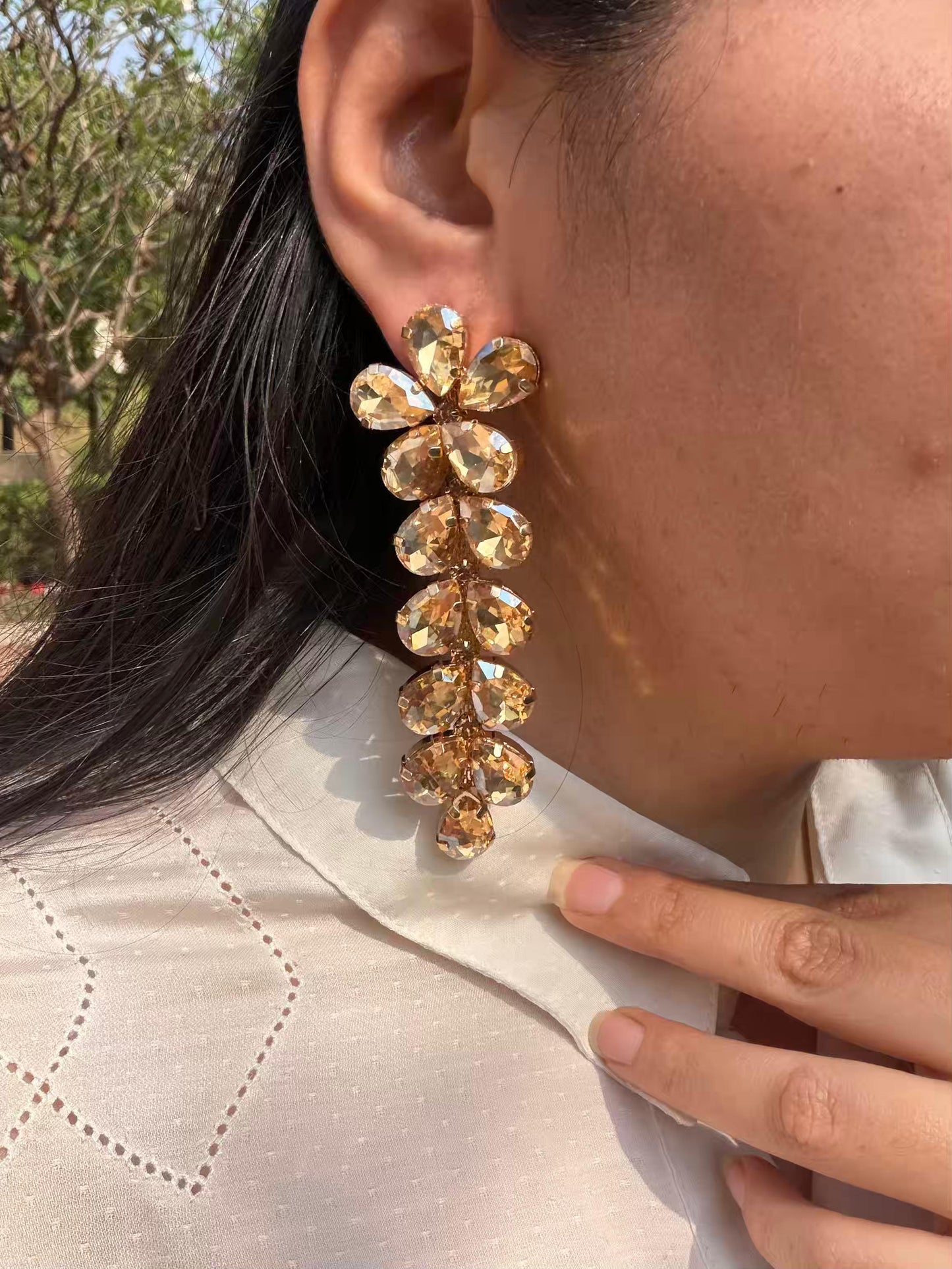Flower shaped Golden Colour Gold Plated Earrings