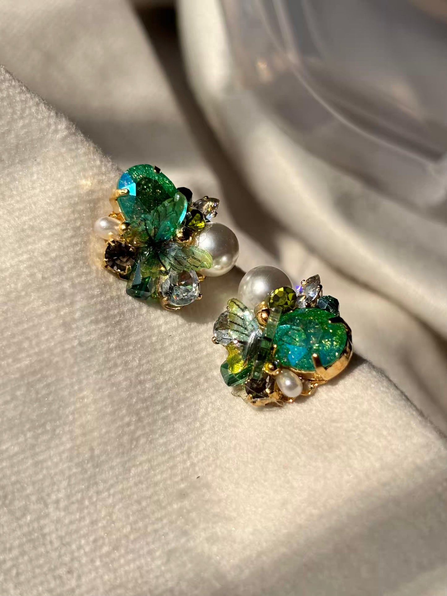 Turquoise Flake Studds Earrings 18K Gold Plated Premium Earrings