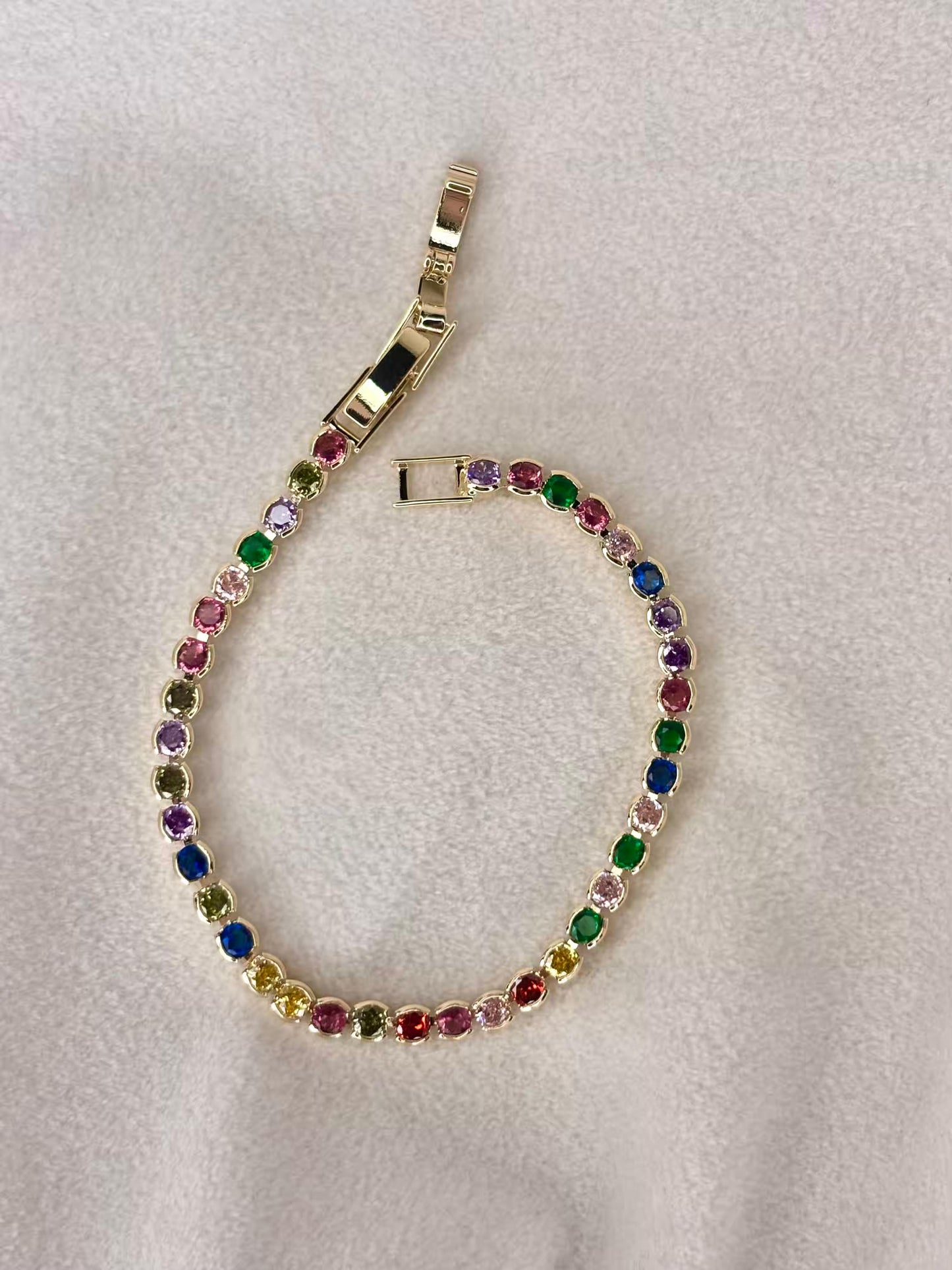 Round Multicolour Bliss 18K Gold plated Tennis Bracelet