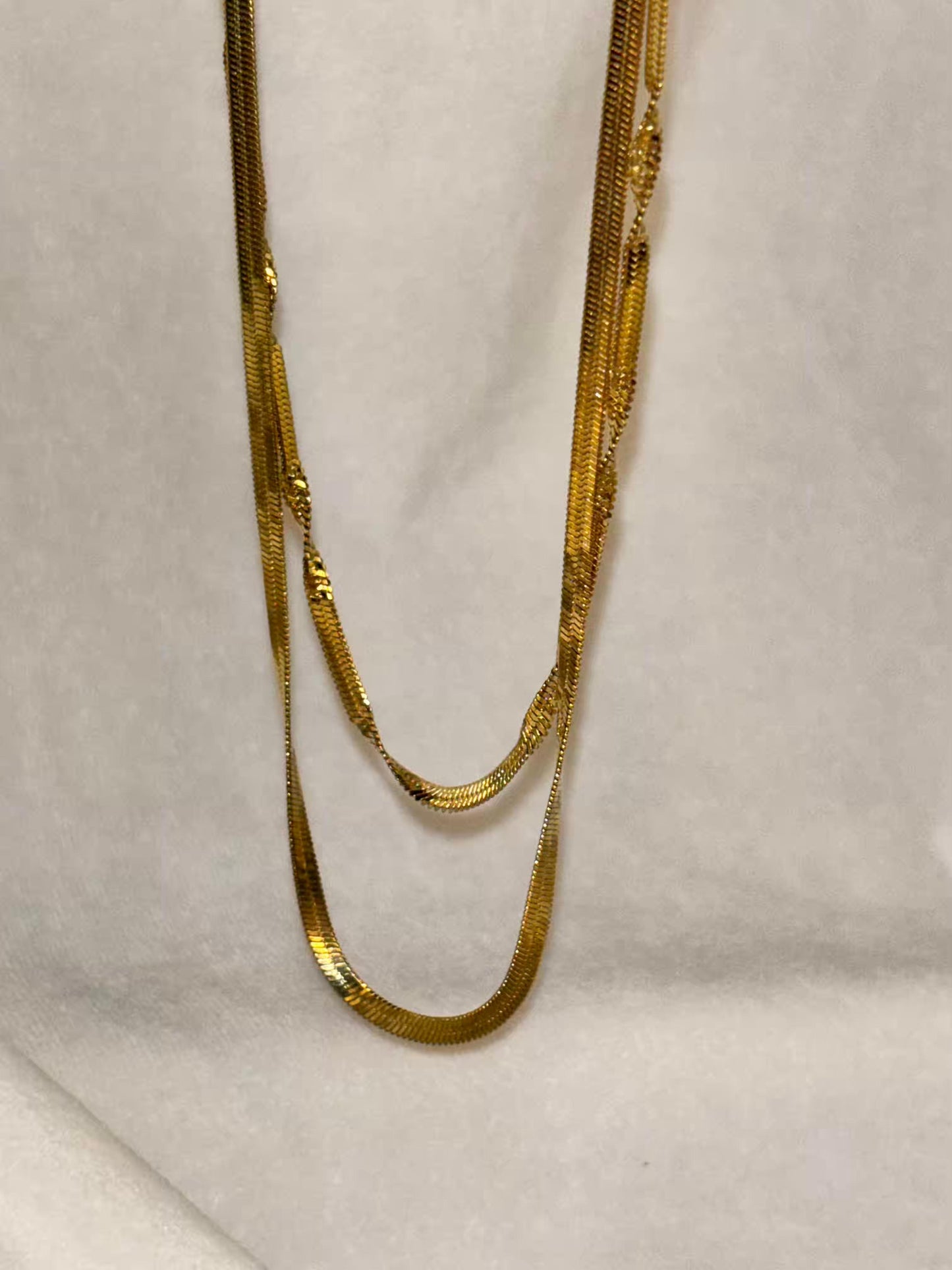 Two Layered Snake Chain Necklace 18K Gold Plated Premium Necklace