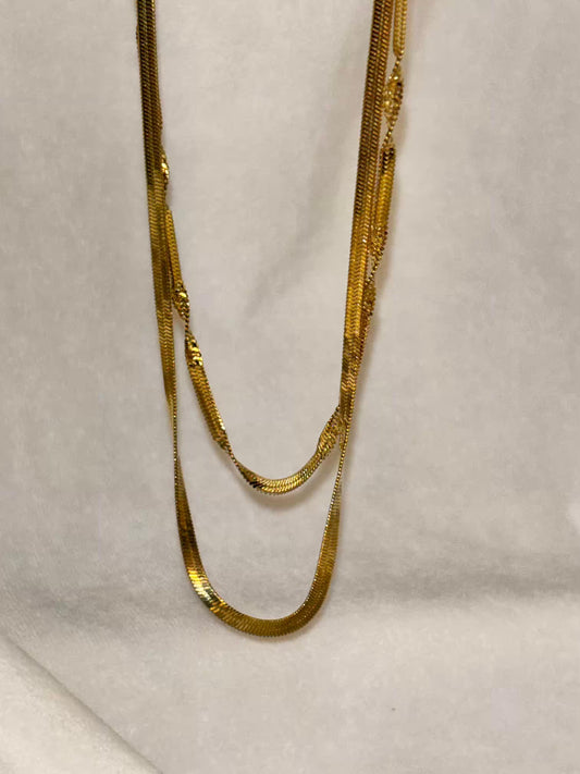 Two Layered Snake Chain Necklace 18K Gold Plated Premium Necklace