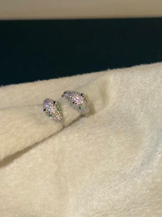 Silver Panther Huggies Ear Studs