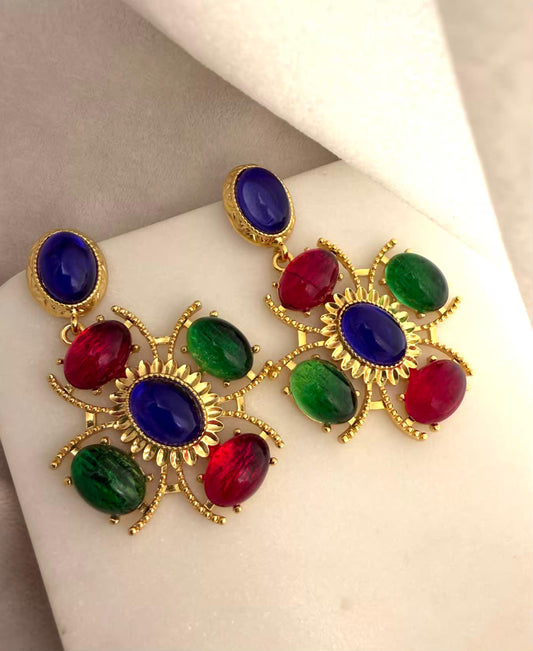Flora Multicolour Gold Plated Earrings