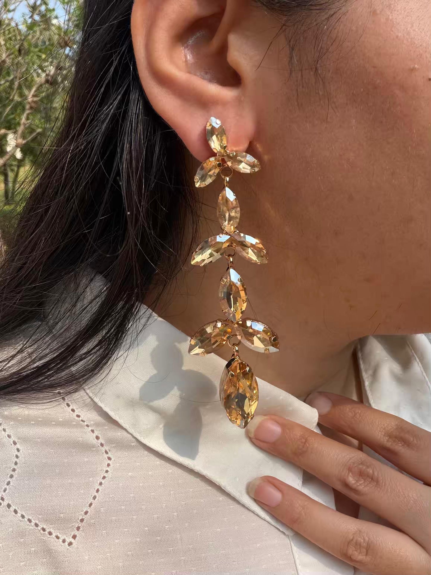 Leaf Style Golden Colour Gold Plated Earrings