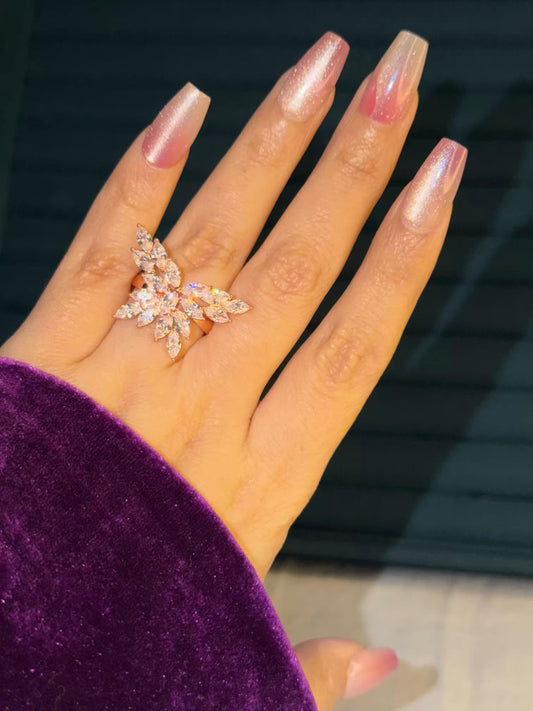 Butterfly Stones Gold Plated Premium Ring (Adjustable)