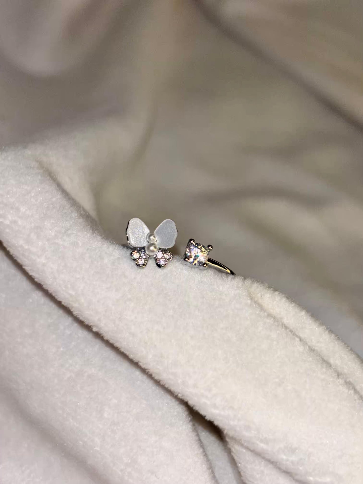 Butterfly winged Silver Adjustable Ring
