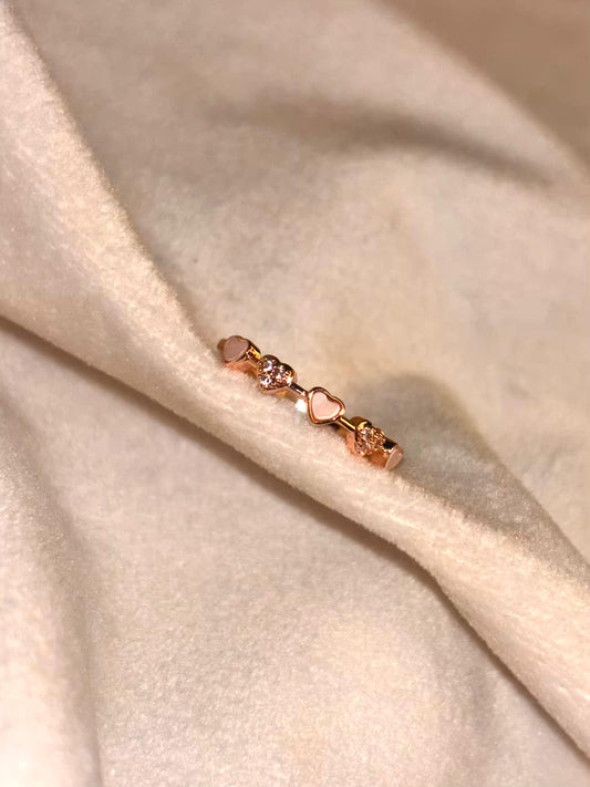 Color Hearts Ring Rose Gold Plated Adjustable Ring