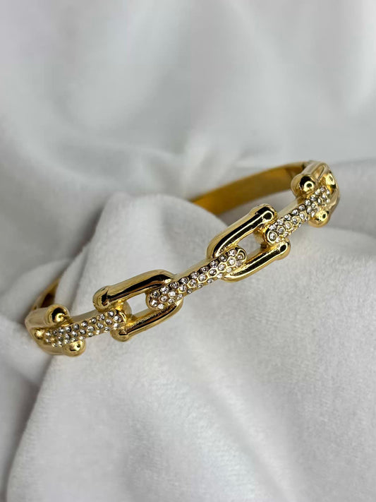 Studded Gold Buckle Premium Kada Bangle 18K Gold Plated Bangle