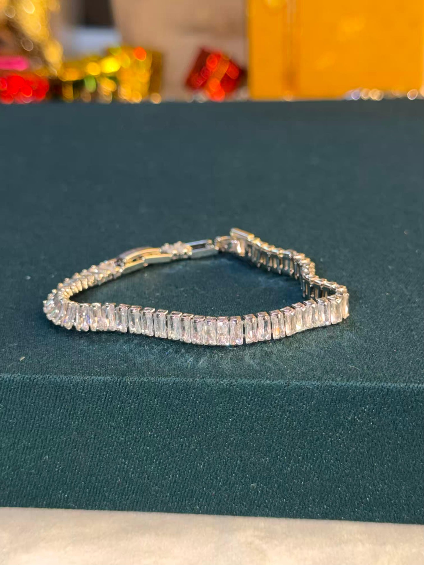 Baguette Luxe Silver Plated Tennis Bracelet