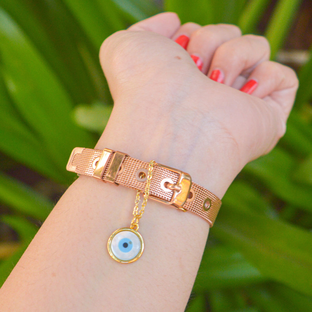 Pure Pearl Golden Evil Eye Watch Charms