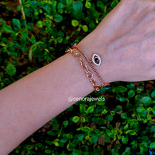 Load image into Gallery viewer, Five Charms Dual Layered Evil Eye Bracelet
