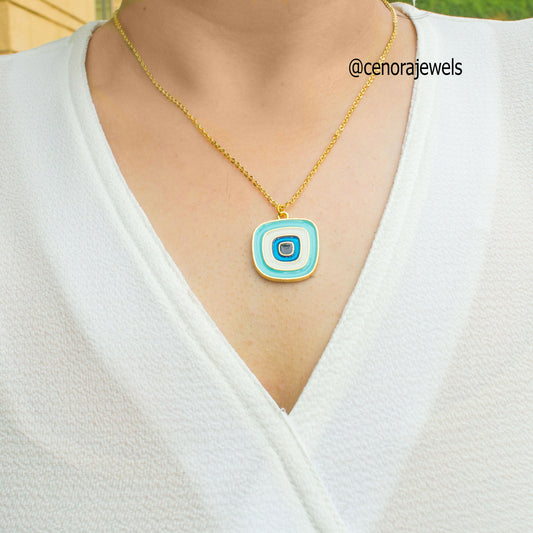 Ocean Uneven Abstract Evil Eye Necklace