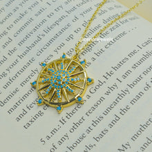 Load image into Gallery viewer, Blue Sapphire Anchor Wheel Necklace
