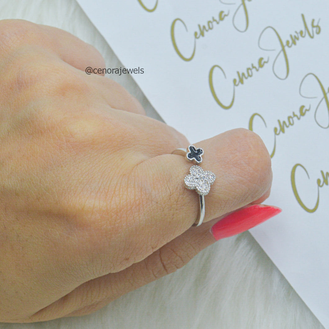 Silver Clover Ring (Adjustable)