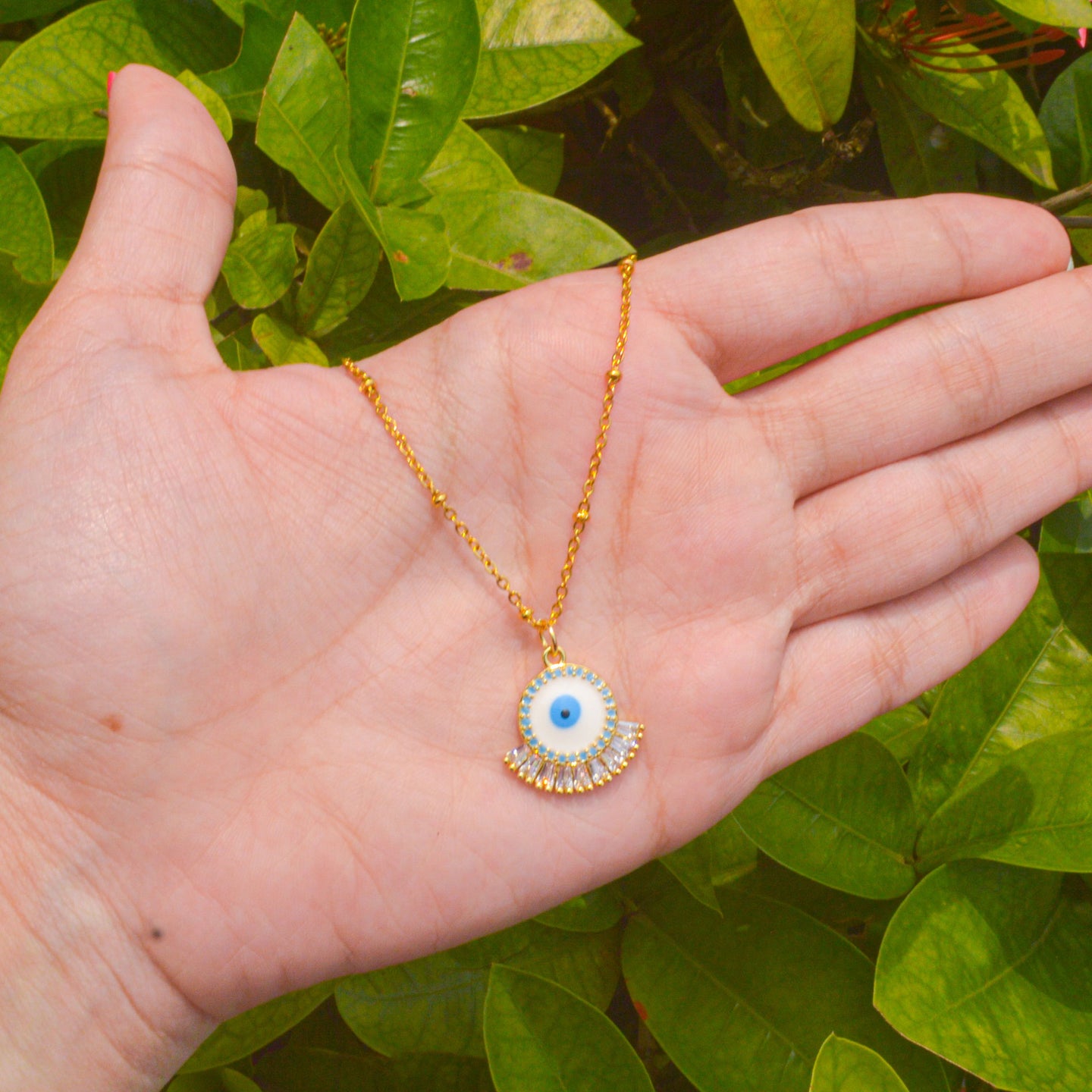 White Evil Eye Necklace