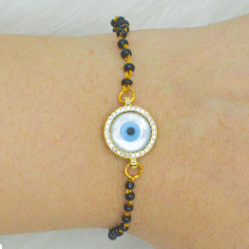 Evil Eye Mangalsutra Bracelet ( Mother Of Pearl Round )