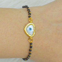 Load image into Gallery viewer, Evil Eye Mangalsutra Bracelet ( Mother Of Pearl Heart ) - Gold
