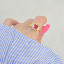 Load image into Gallery viewer, Dark Ruby Pink Venus Adjustable Ring ( Gold )
