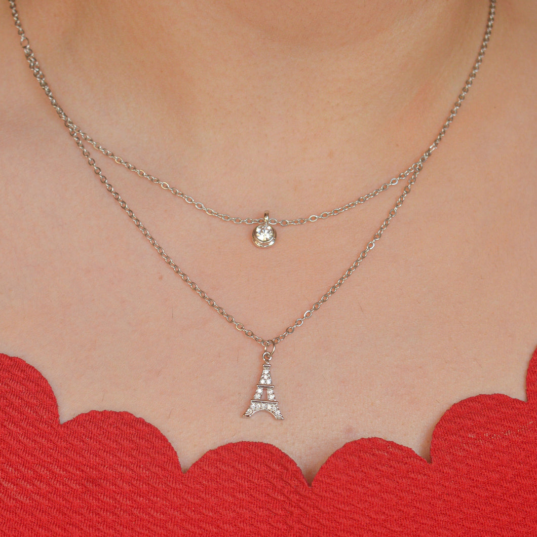 Eiffel Dual Layered Necklace - Silver