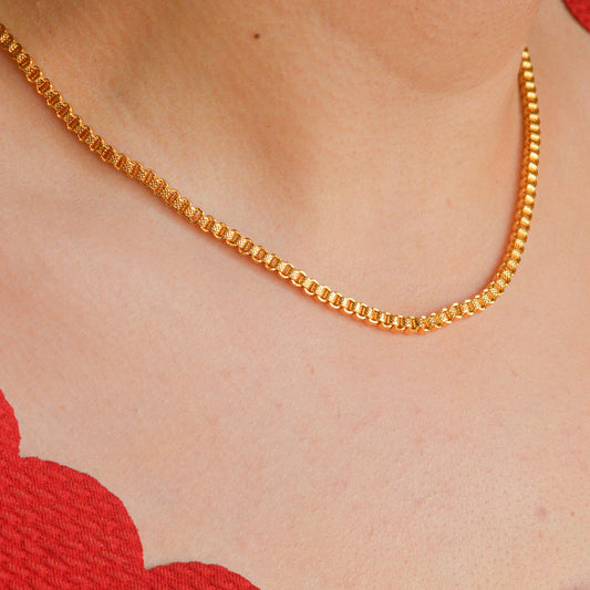 Unisex 24k Gold Plated Connection Chain Necklace