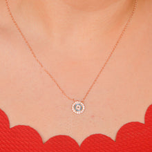 Load image into Gallery viewer, Blue Circular Evil Eye Necklace - Rose Gold
