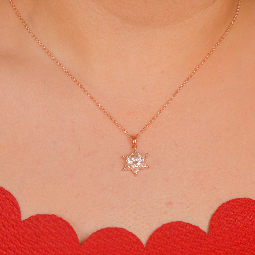 Star Solitaire Necklace - Rose Gold