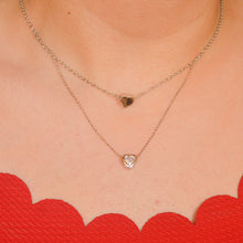 Load image into Gallery viewer, Dual Hearts Layered Necklace - Silver
