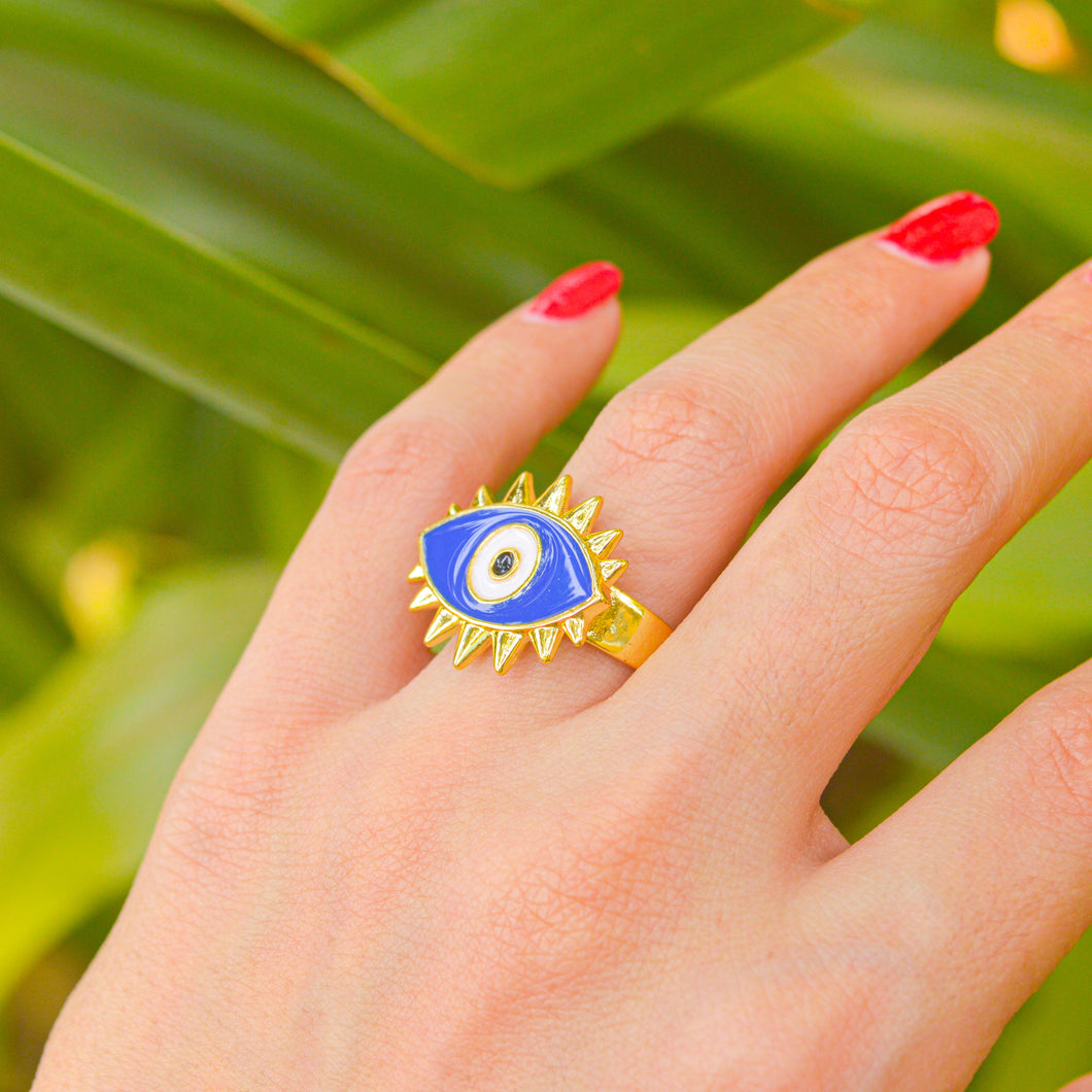 Automic Gold Diamond Evil Eye Ring | Sustainable Fine Jewelry