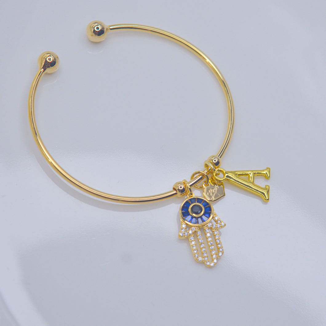 Bracelet Hamsa Hand of Fatima Gold plated 18k by naima - Arm bracelets -  Afrikrea