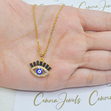 Load image into Gallery viewer, Black Eyelashes Evil Eye Necklace

