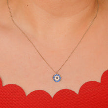 Load image into Gallery viewer, Blue Round Evil Eye Necklace - Silver
