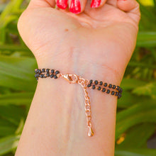 Load image into Gallery viewer, Swastik Rose Gold Mangalsutra / Nazariya Black Beaded Bracelet
