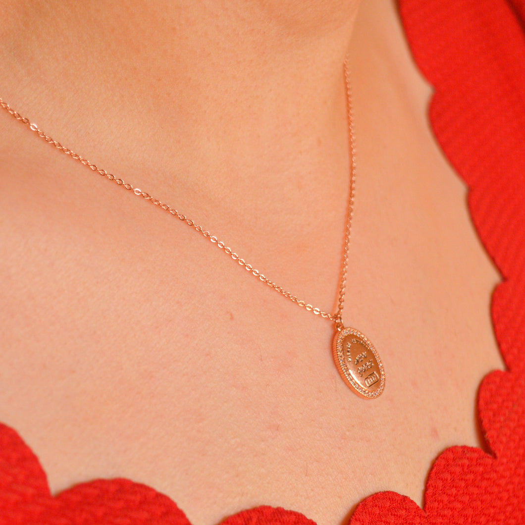 New York Coin Necklace - Rose Gold