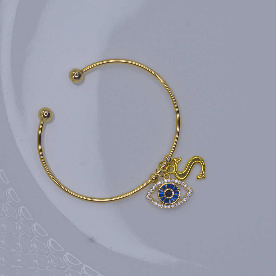 Evil Eye Initial Bracelet ( Gold )